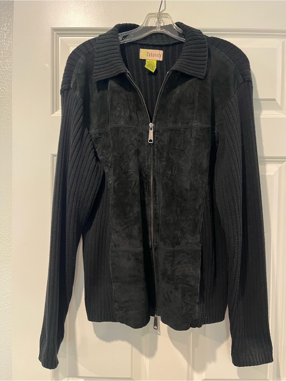 Cubavera Black Mixed-Media Zip Jacket